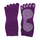 Women Cotton Yoga Pilates Practice Gym Toe Socks Anti-slip Shock Absorption Foot Massage Full Grip Socks 1 Pair Purple
