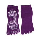 Women Cotton Yoga Pilates Practice Gym Toe Socks Anti-slip Shock Absorption Foot Massage Full Grip Socks 1 Pair Purple