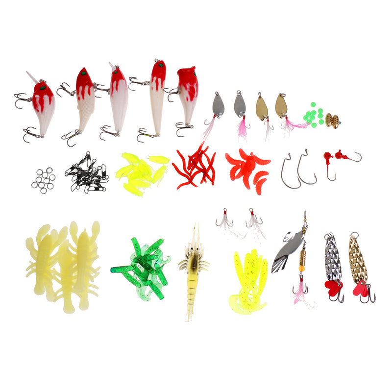 1 Set Fishing Tool Kit Tackle Box Spinners Spoons Lure Baits Hooks Accessory