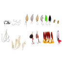 Fishing Lure Set Kit Spoon Lures Lot 35 Spinner Bait Pike Salmon Bass Tackle
