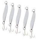 5 Pieces 2" Metal Spinner Spoon Fishing Lure Hard Baits Sequins with Treble Hook Tackle 7.1g Hook Size