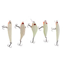 Mixed 5 Pieces Plastic Night Glow Hard Lures Fishing Lures Set Crankbaits with Treble Hooks