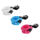Bike Bicycle Cycle Helmet Pocket Combination Cable Lock Spiral Steel Cable Red