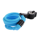 Bike Bicycle Cycle Helmet Pocket Combination Cable Lock Spiral Steel Cable Blue