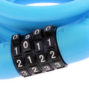 Bike Bicycle Cycle Helmet Pocket Combination Cable Lock Spiral Steel Cable Blue