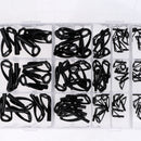 200Pcs 20 Sizes Freshwater Saltwater Suf Casting Black Fishing Rod Parts Tip Tops Stainless Steel Repair Guides DIY Set Kits with Fishing Tackle Box