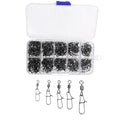 210Pcs Rolling Swivels Ring Fastlock Fishing Pin Snap Connector Accessories - 5 Sizes