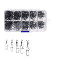 210Pcs Rolling Swivels Ring Fastlock Fishing Pin Snap Connector Accessories - 5 Sizes