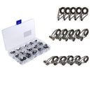 75pcs Fishing Rod Guides Tip Rings Set Rod Repair Kit DIY Eye Ring with Box, 15-Sizes