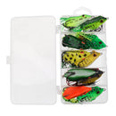 18pcs Hollow Body Topwater Frogs Fishing Lures Frog Baits with Free Tackle Box Soft Baits Freshwater Saltwater