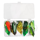18pcs Hollow Body Topwater Frogs Fishing Lures Frog Baits with Free Tackle Box Soft Baits Freshwater Saltwater