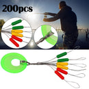 Pack of 200pcs Fishing Bobber Stoppers Green Rubber Oval Floats Fishing Sinkers Fishing Line Stop 5cm