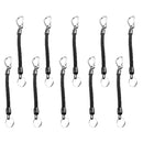 10PCS Steel Fishing Coiled Lanyards with Carabiners - Retractable Coiled Safety Tether Cord for Fishing and Hunting