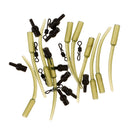 30Pcs/set Grass Green Crimp Protectors, Lure Rigs, Chod Rig Sleeves with Quick Change Swivels Carp Fishing Terminal Tackle