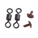 Set of Terminal Tackle Safety Lead Clips Tail Rubbers Sleeves Size 8 Swivel Brown+Black