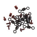 Set of Terminal Tackle Safety Lead Clips Tail Rubbers Sleeves Size 8 Swivel Brown+Black