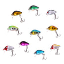 10Pcs Mini Fishing Lures 10 Colors Fishing Bait 2.6cm/2g Fishing Tackle High Carbon Steel Treble Hook