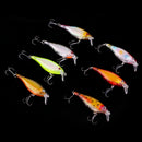 7Pcs/lot Floating 1-2m Diving Minnow Fishing Lures Hooks Bass Crankbait Tackle Hard Baits Popper Lure
