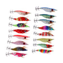 16Pcs/lot 10cm 8.5g Fishing Lures Squid Jig Hooks Wood Shrimp Artificial Lures Kit Noctilucent Glow Baits