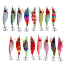 16Pcs/lot 10cm 8.5g Fishing Lures Squid Jig Hooks Wood Shrimp Artificial Lures Kit Noctilucent Glow Baits