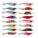 16Pcs/lot 10cm 8.5g Fishing Lures Squid Jig Hooks Wood Shrimp Artificial Lures Kit Noctilucent Glow Baits