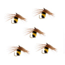 5Pcs Bumble Bee Nymph Trout Flies Fly Fishing Hook Bionic Bee Insect Baits