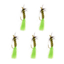 5pcs Green Brass Bead Head Streamers Fly Fishing Flies Saltwater Fly Trout Fishing Lure Baits