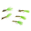 5pcs Green Brass Bead Head Streamers Fly Fishing Flies Saltwater Fly Trout Fishing Lure Baits