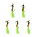 5pcs Green Brass Bead Head Streamers Fly Fishing Flies Saltwater Fly Trout Fishing Lure Baits