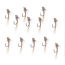 Fly Fishing Trout Flies Ribbed Ear Trout Wet Fly - Nymph with Brass Bead Head - One Dozen Wet Flies