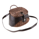 Willow Fish Basket Wicker Creel Fisherman Traps Cage with Adjustable Strap