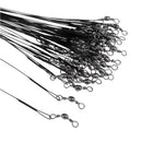 50pcs/lot Durable Fishing Leaders with Snap and Swivel Anti-bite Fishing Wire Black
