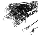 50pcs/lot Durable Fishing Leaders with Snap and Swivel Anti-bite Fishing Wire Black