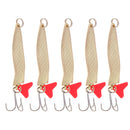 5pcs Spinner Fishing Bass Bait Lures Metal Spoon Crank Baits Tackle Hooks