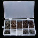 450pcs Fishing Rig Accessories Kit Anti Tangle Sleeves Connector Maggots Clips
