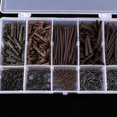 450pcs Fishing Rig Accessories Kit Anti Tangle Sleeves Connector Maggots Clips