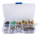 Fishing Sinkers Set with Brass Sinker Weights Jig Hooks Fishing Swivel Ring Connector Plastic Box for Freshwater Saltwater Bass Fishing