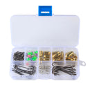 Fishing Sinkers Set with Brass Sinker Weights Jig Hooks Fishing Swivel Ring Connector Plastic Box for Freshwater Saltwater Bass Fishing