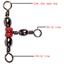 125Pcs 3 Way Fishing Rolling Barrel Swivel Bearing Connector Solid Ring Rolling Swivels New