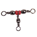 125Pcs 3 Way Fishing Rolling Barrel Swivel Bearing Connector Solid Ring Rolling Swivels New