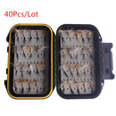 40pcs Fly Fishing Flies Kit Fishing Flies Wet Flies Assortment + Fly Box for Bass Salmon Trout Fish