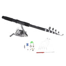 Telescopic Fishing Rod and Reel Combos FULL Kit, Spinning Fishing Gear Organizer Pole Sets with Bite Alarm Hooks Snaps