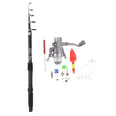 Telescopic Fishing Rod and Reel Combos FULL Kit, Spinning Fishing Gear Organizer Pole Sets with Bite Alarm Hooks Snaps