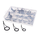 90Pcs Sea Boat Fishing Rod Guides Top Tips Pole Rod Eye Rings with Clear Box
