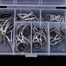 35pcs Fishing Rod Guides Eye Ring Rod Repair Kit Mix Size for Rod Building Stainless steel frame wear-resistant ceramic ring