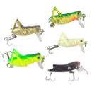 5Pcs 4cm Lifelike Insect Grasshopper Fishing Lures Baits Crankbaits with Treble Hook Flying Fishing Lure
