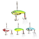 Pack of 4pcs Spoon Fishing Lure Vibrating Jigging Lure Metal Hard Bait with Treble Hook