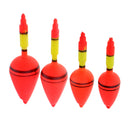 4pcs Assorted Sizes Glow Stick Fishing Floats Bobber Sea Rock Fishing Buoy with Stepped Float Tail
