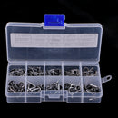 100Pcs/box Stainless Steel Fishing Rod Guides Eye Rings Pole Tip Repair Kit 10 Sizes