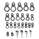 25x Fishing Rod Guides Eye Ring Tips Top Rings Pole Repair Kit Rod Building Reel Care Accessories